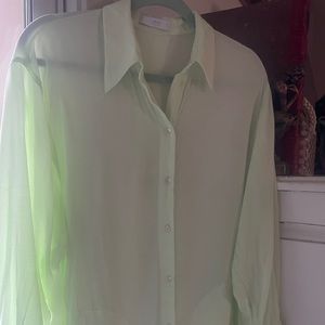 Mango neon greenish chiffon oversized shirt